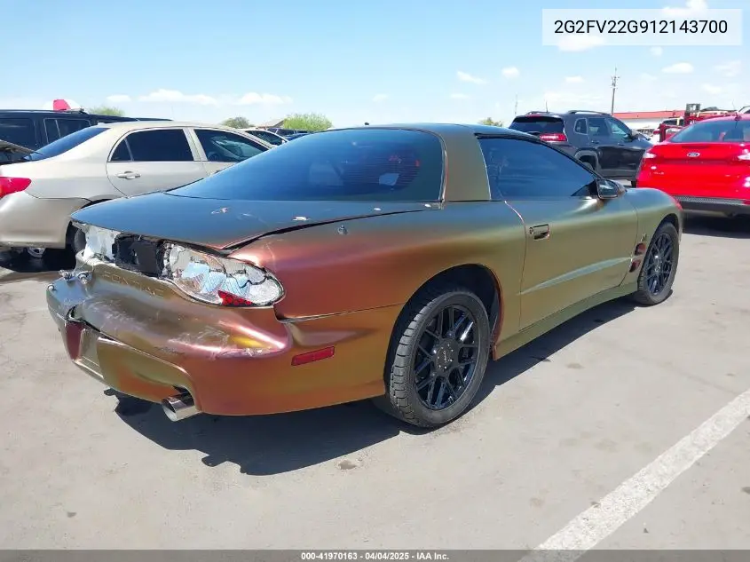 2001 Pontiac Firebird Formula VIN: 2G2FV22G912143700 Lot: 41970163