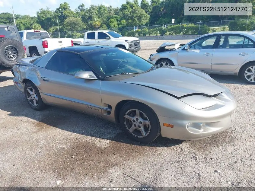 2001 Pontiac Firebird VIN: 2G2FS22K512124770 Lot: 42590414