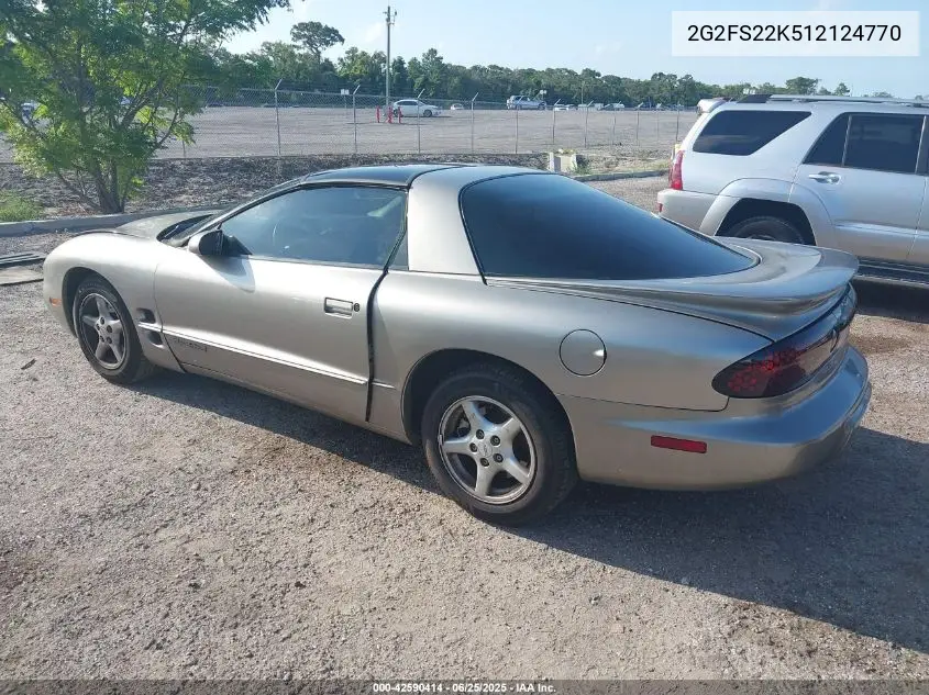 2001 Pontiac Firebird VIN: 2G2FS22K512124770 Lot: 42590414
