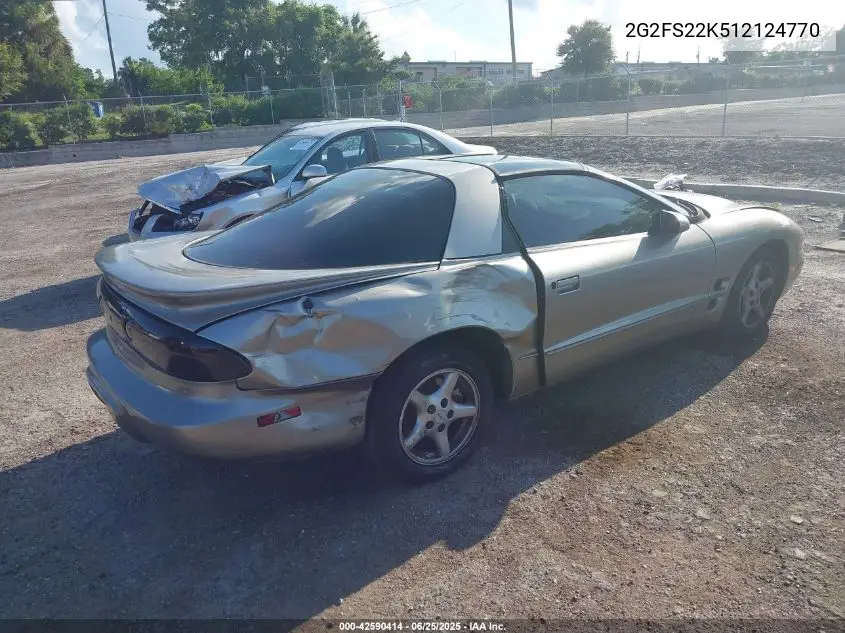 2001 Pontiac Firebird VIN: 2G2FS22K512124770 Lot: 42590414