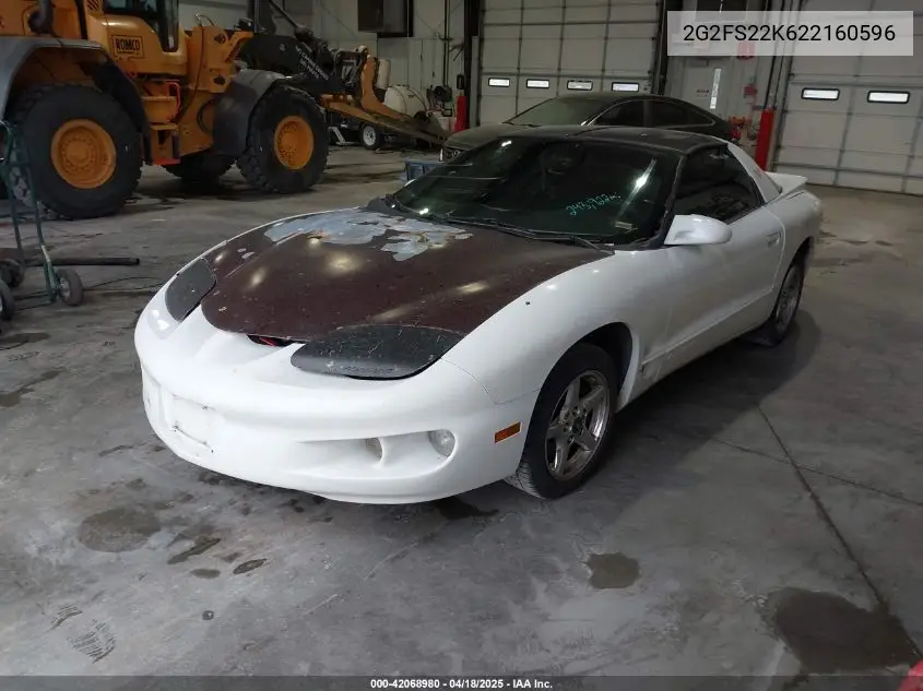 2002 Pontiac Firebird VIN: 2G2FS22K622160596 Lot: 42068980
