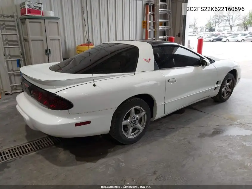2002 Pontiac Firebird VIN: 2G2FS22K622160596 Lot: 42068980