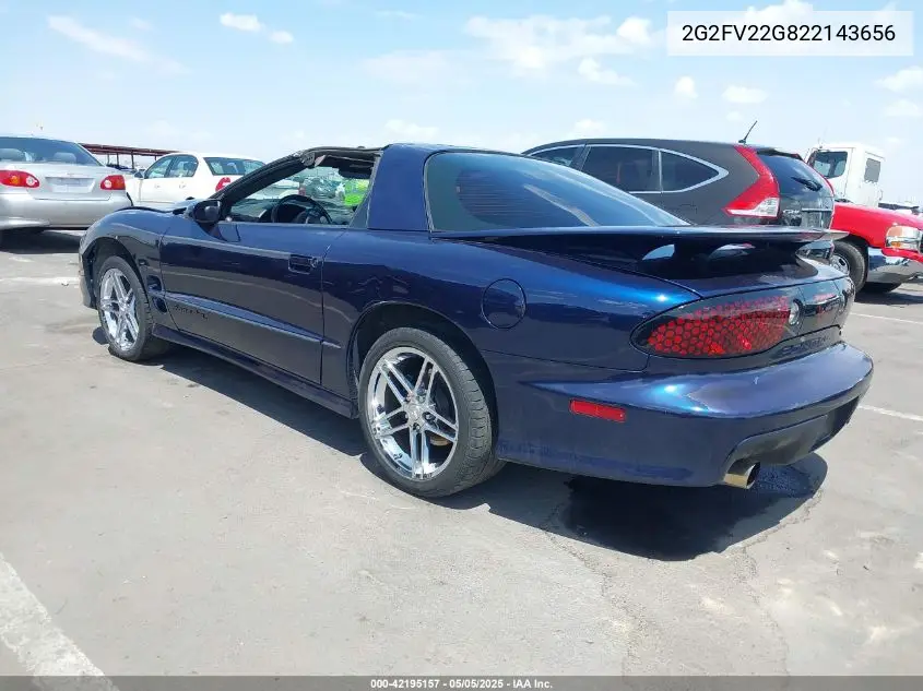 2002 Pontiac Firebird Trans Am VIN: 2G2FV22G822143656 Lot: 42195157