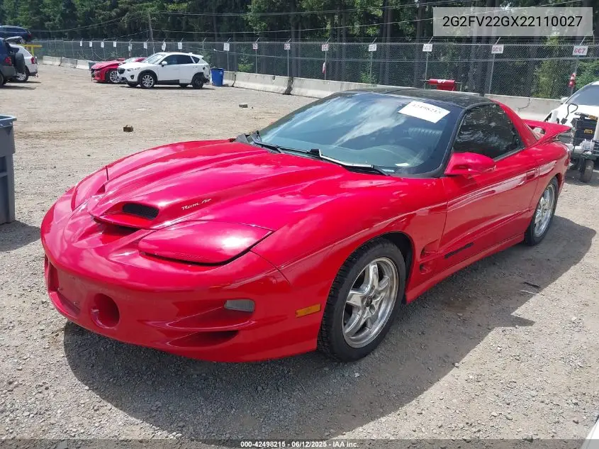 2002 Pontiac Firebird Trans Am VIN: 2G2FV22GX22110027 Lot: 42498215