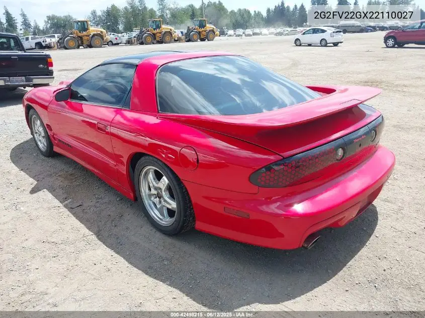 2002 Pontiac Firebird Trans Am VIN: 2G2FV22GX22110027 Lot: 42498215