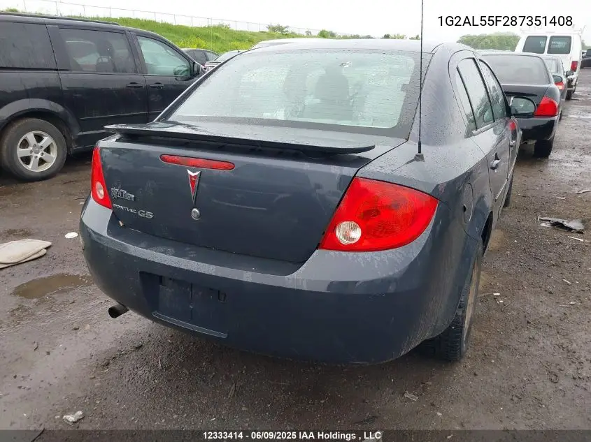 2008 Pontiac G5 Se VIN: 1G2AL55F287351408 Lot: 12333414