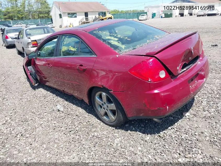 2005 Pontiac G6 Gt VIN: 1G2ZH528954169910 Lot: 42250665