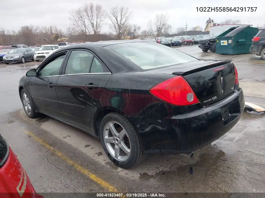 2006 Pontiac G6 Gt VIN: 1G2ZH558564291757 Lot: 41823407