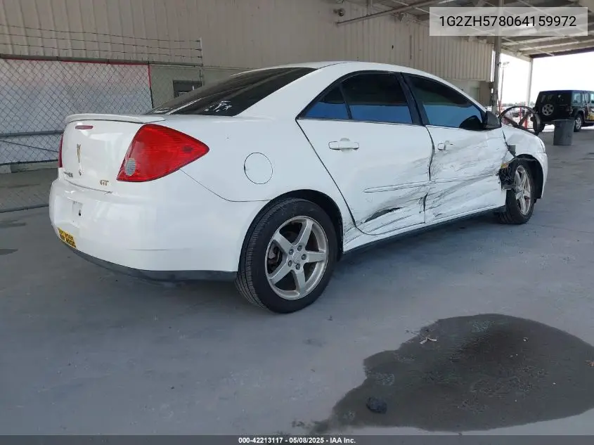 2006 Pontiac G6 Gt VIN: 1G2ZH578064159972 Lot: 42213117