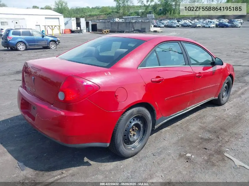 2006 Pontiac G6 VIN: 1G2ZF55B864195185 Lot: 42235432