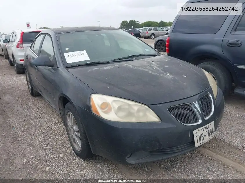 2006 Pontiac G6 VIN: 1G2ZG558264252742 Lot: 42647619