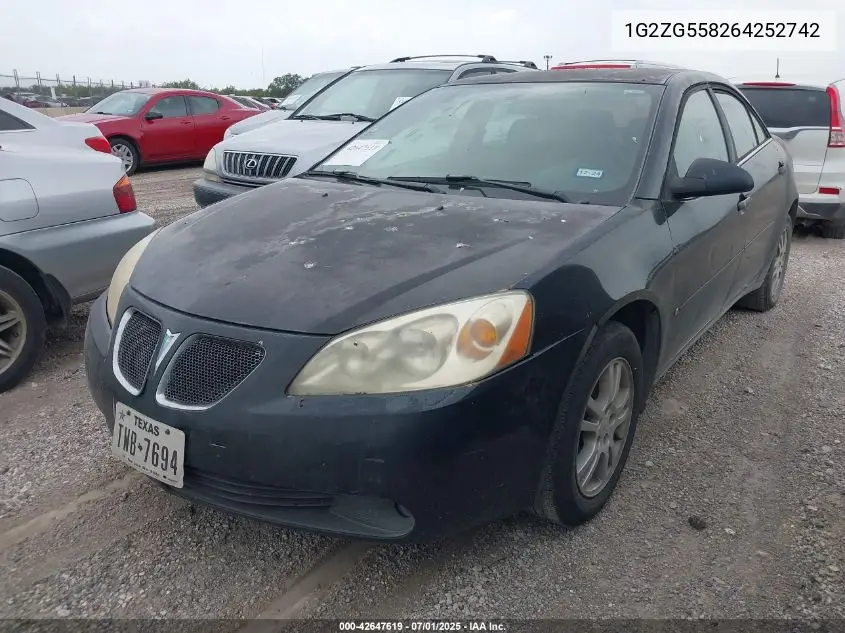 2006 Pontiac G6 VIN: 1G2ZG558264252742 Lot: 42647619