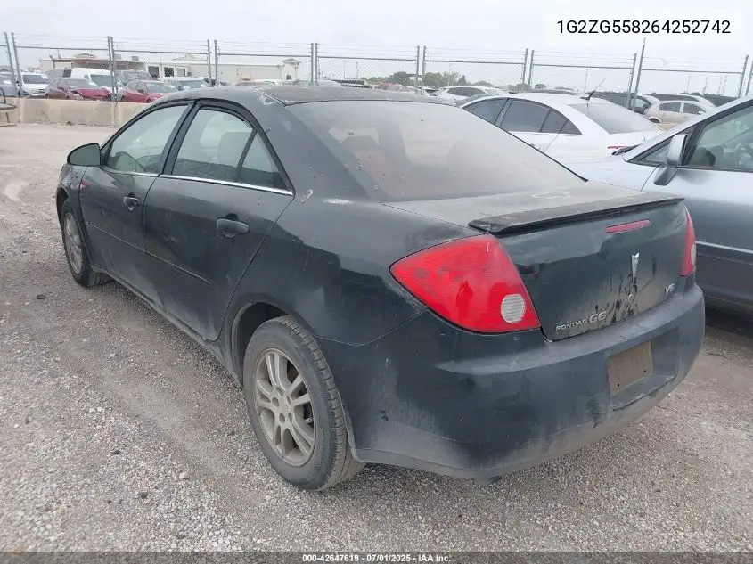 2006 Pontiac G6 VIN: 1G2ZG558264252742 Lot: 42647619