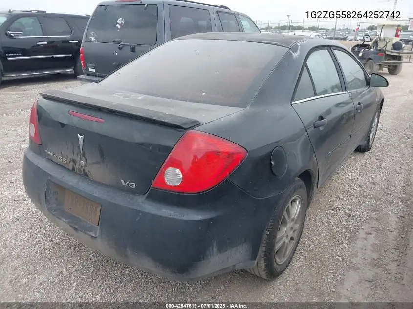 2006 Pontiac G6 VIN: 1G2ZG558264252742 Lot: 42647619
