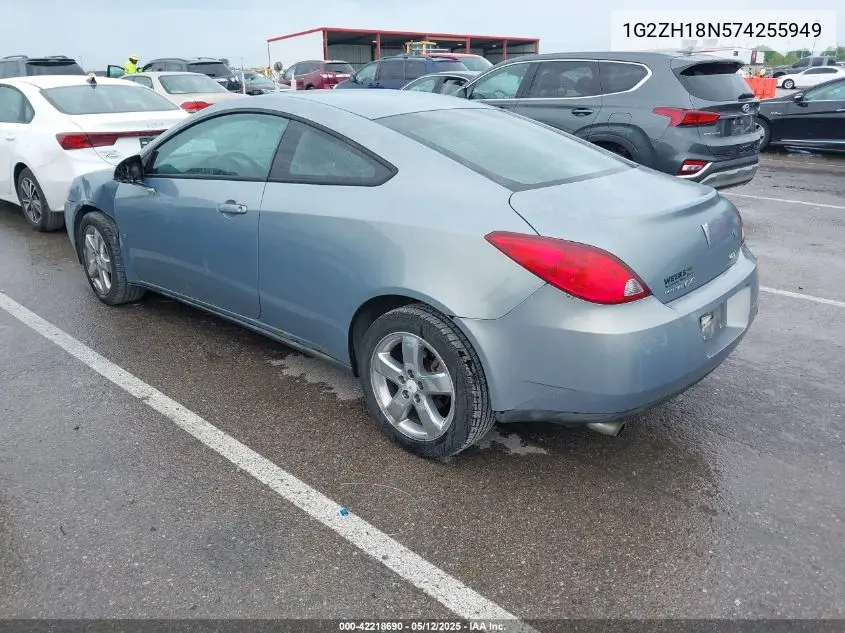 2007 Pontiac G6 Gt VIN: 1G2ZH18N574255949 Lot: 42218690
