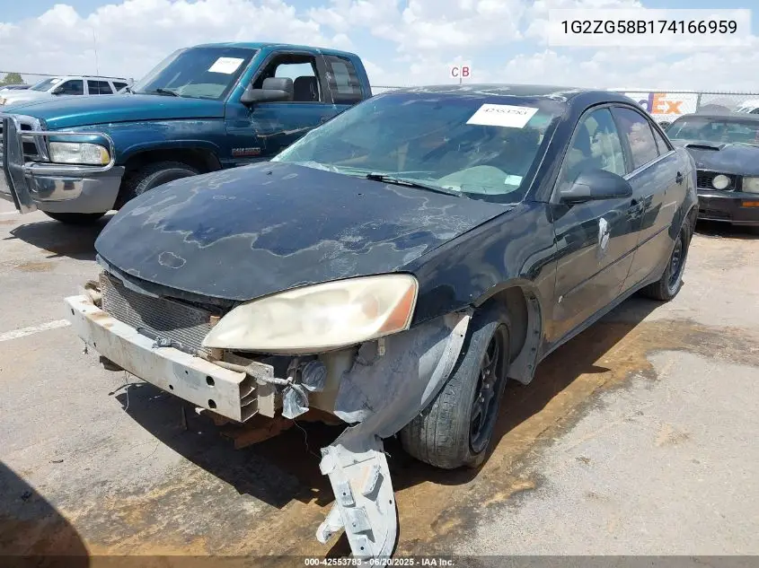 2007 Pontiac G6 VIN: 1G2ZG58B174166959 Lot: 42553783
