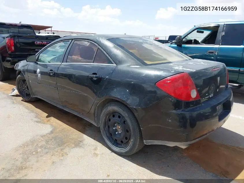 2007 Pontiac G6 VIN: 1G2ZG58B174166959 Lot: 42553783