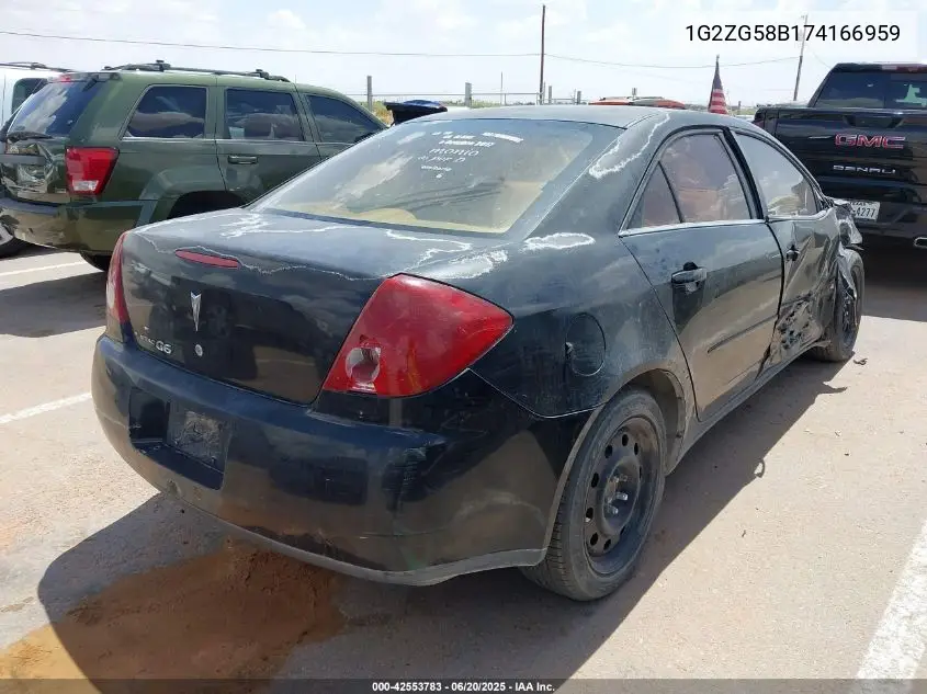2007 Pontiac G6 VIN: 1G2ZG58B174166959 Lot: 42553783