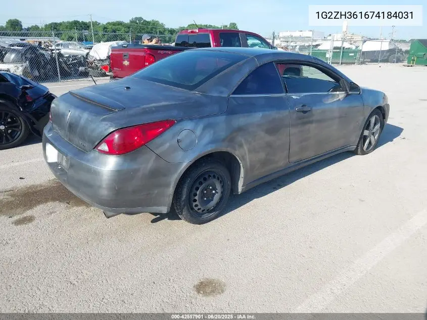2007 Pontiac G6 Gt VIN: 1G2ZH361674184031 Lot: 42557901