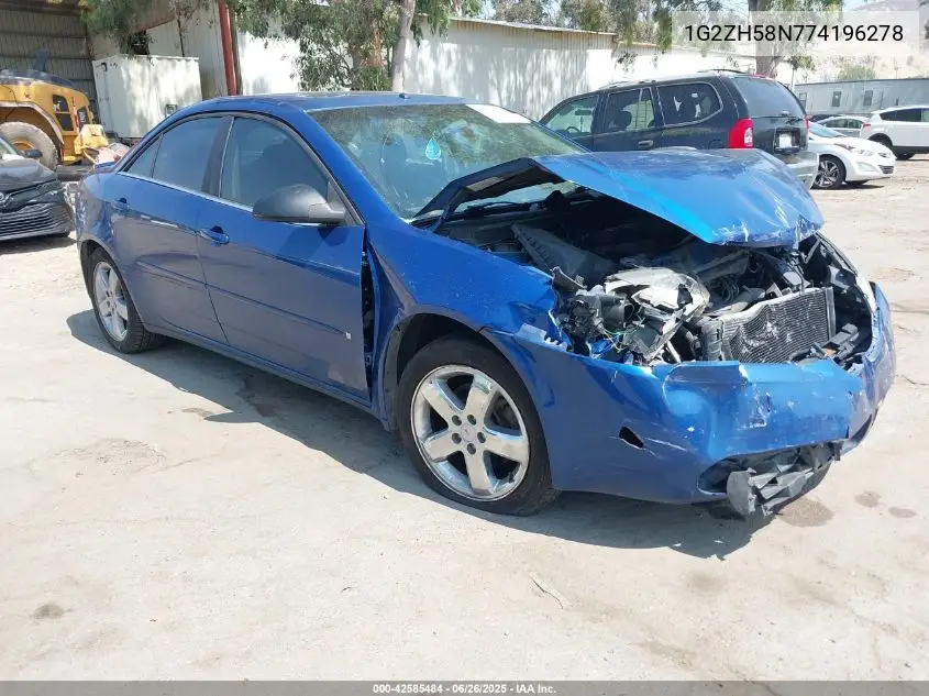 2007 Pontiac G6 Gt VIN: 1G2ZH58N774196278 Lot: 42585484