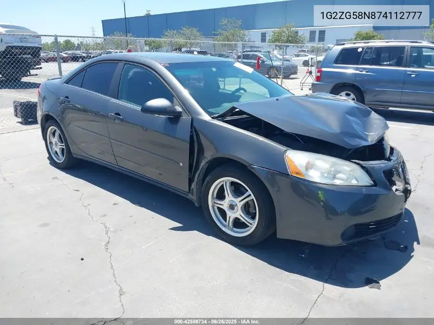 2007 Pontiac G6 Se VIN: 1G2ZG58N874112777 Lot: 42586734