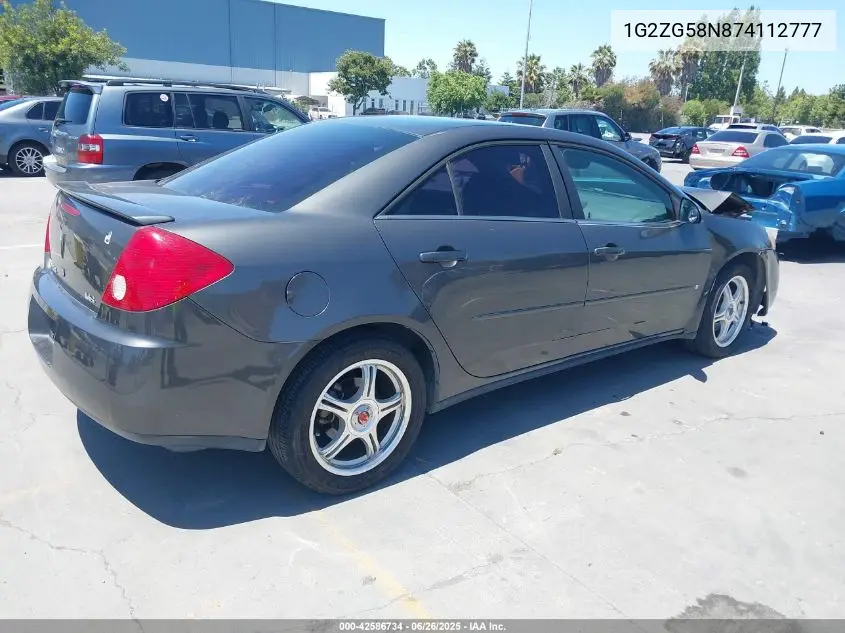 2007 Pontiac G6 Se VIN: 1G2ZG58N874112777 Lot: 42586734