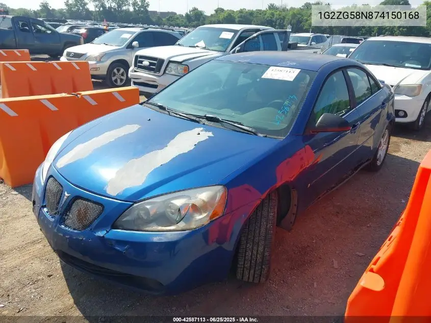 2007 Pontiac G6 VIN: 1G2ZG58N874150168 Lot: 42587113