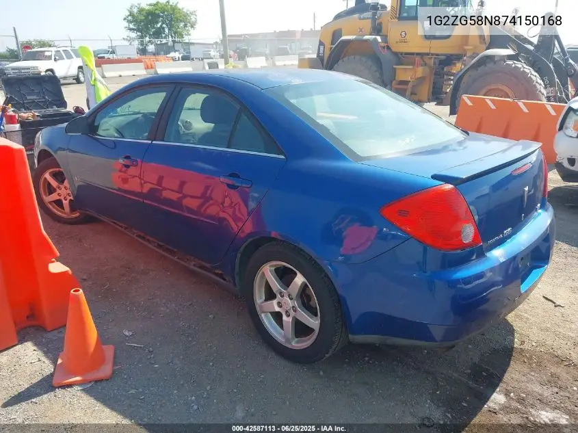 2007 Pontiac G6 VIN: 1G2ZG58N874150168 Lot: 42587113