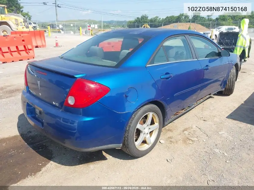 2007 Pontiac G6 VIN: 1G2ZG58N874150168 Lot: 42587113