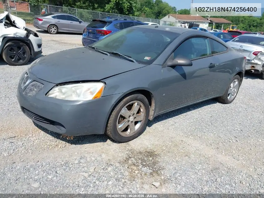 2007 Pontiac G6 Gt VIN: 1G2ZH18N474256400 Lot: 42601190