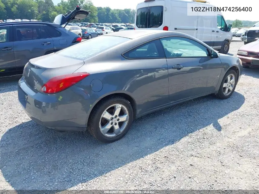 2007 Pontiac G6 Gt VIN: 1G2ZH18N474256400 Lot: 42601190