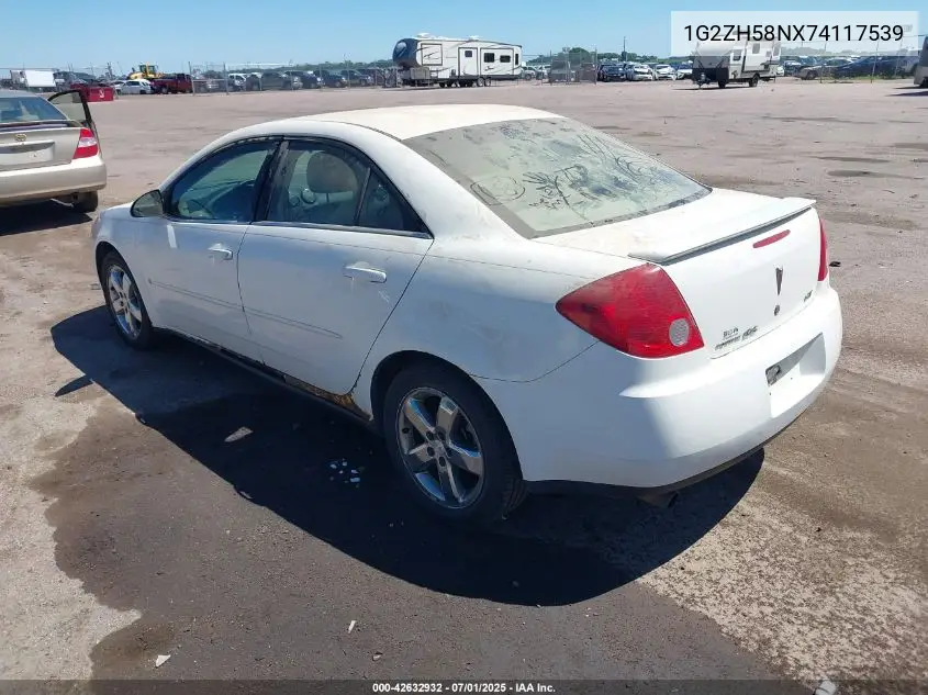 2007 Pontiac G6 Gt VIN: 1G2ZH58NX74117539 Lot: 42632932