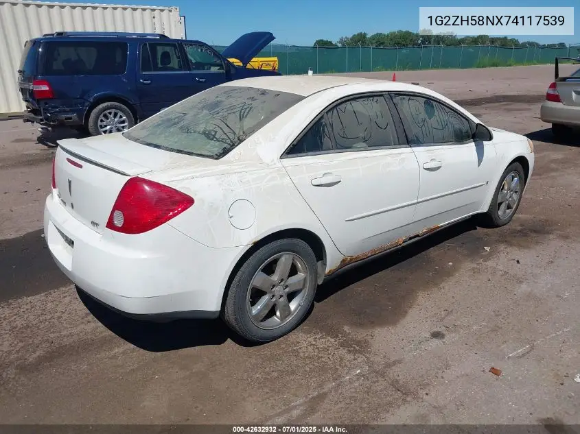 2007 Pontiac G6 Gt VIN: 1G2ZH58NX74117539 Lot: 42632932