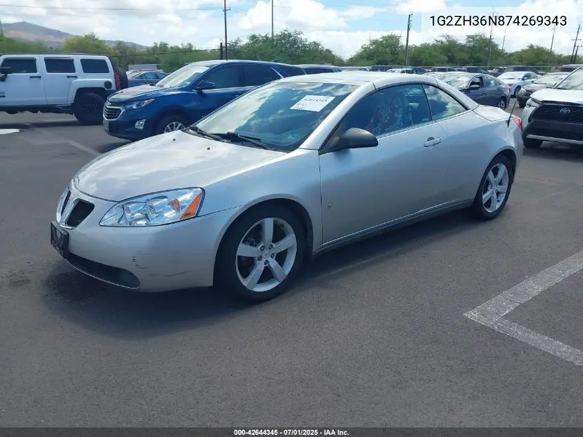 2007 Pontiac G6 Gt VIN: 1G2ZH36N874269343 Lot: 42644345