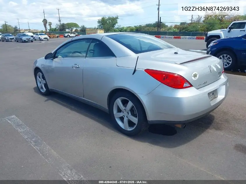 2007 Pontiac G6 Gt VIN: 1G2ZH36N874269343 Lot: 42644345