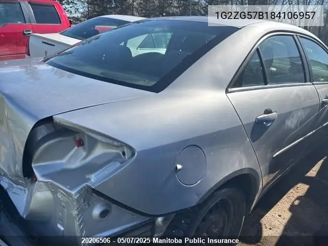 2008 Pontiac G6 VIN: 1G2ZG57B184106957 Lot: 20206506