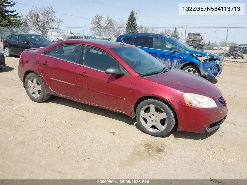2008 Pontiac G6 Se VIN: 1G2ZG57N584113713 Lot: 30062909
