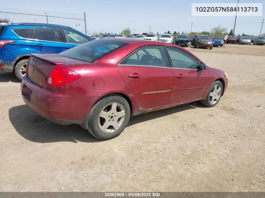 2008 Pontiac G6 Se VIN: 1G2ZG57N584113713 Lot: 30062909