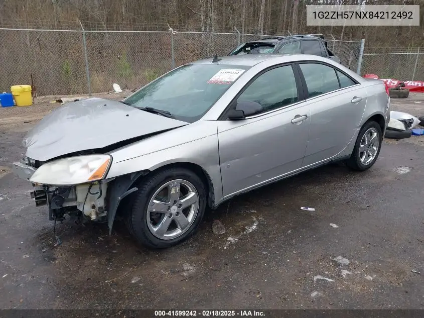 2008 Pontiac G6 Gt VIN: 1G2ZH57NX84212492 Lot: 41599242