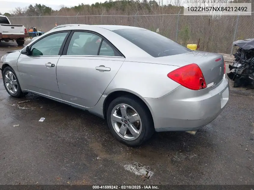 2008 Pontiac G6 Gt VIN: 1G2ZH57NX84212492 Lot: 41599242