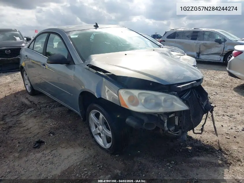 2008 Pontiac G6 VIN: 1G2ZG57N284244274 Lot: 41951350