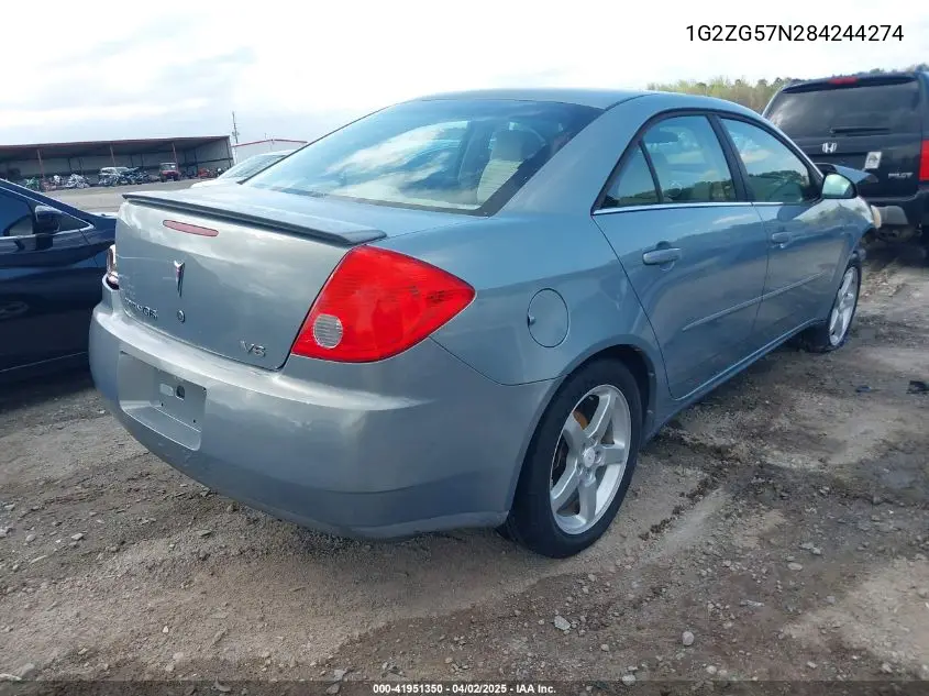 2008 Pontiac G6 VIN: 1G2ZG57N284244274 Lot: 41951350