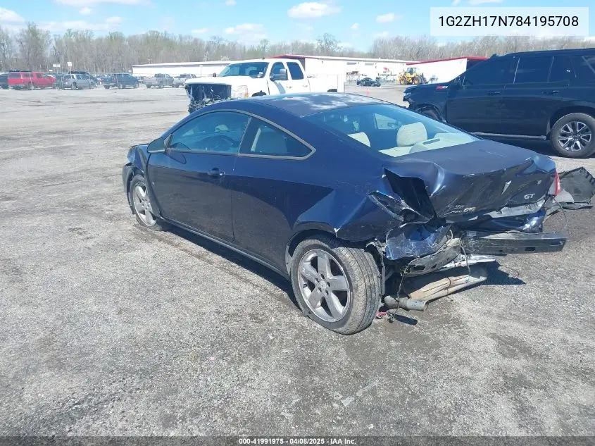 2008 Pontiac G6 Gt VIN: 1G2ZH17N784195708 Lot: 41991975