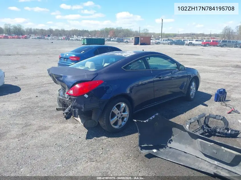 2008 Pontiac G6 Gt VIN: 1G2ZH17N784195708 Lot: 41991975