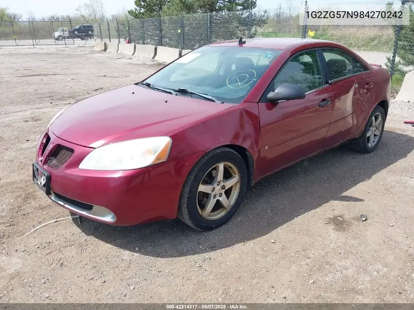 2008 Pontiac G6 VIN: 1G2ZG57N984270242 Lot: 42214317