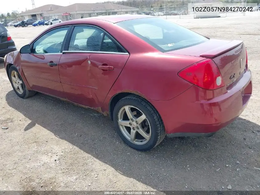2008 Pontiac G6 VIN: 1G2ZG57N984270242 Lot: 42214317