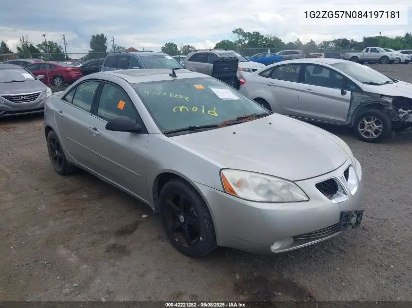 2008 Pontiac G6 VIN: 1G2ZG57N084197181 Lot: 42221282