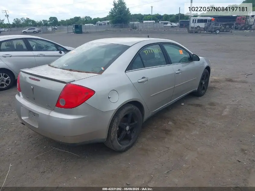 2008 Pontiac G6 VIN: 1G2ZG57N084197181 Lot: 42221282