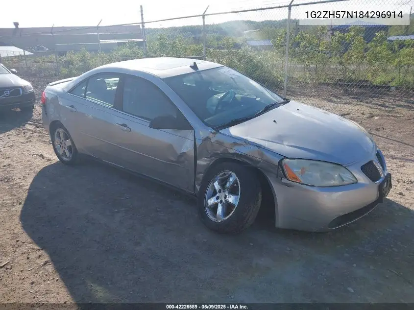 2008 Pontiac G6 Gt VIN: 1G2ZH57N184296914 Lot: 42226589