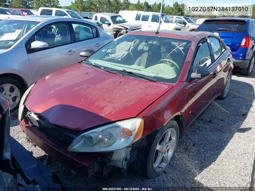 2008 Pontiac G6 VIN: 1G2ZG57N384137010 Lot: 42231303